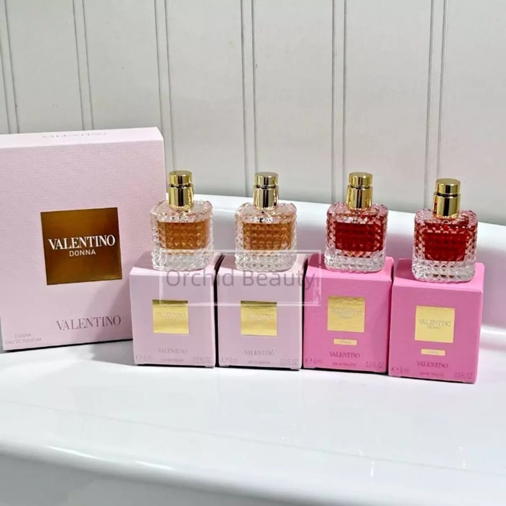 New 4PC Valentino Donna/Acqua EDP/EDT Perfume Splash Mini Set (4x6ml/0.2oz)~Rare - Picture 4 of 6